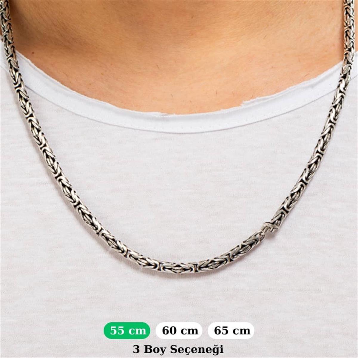Kare Kral Gümüş Kolye Zinciri 4.5mm