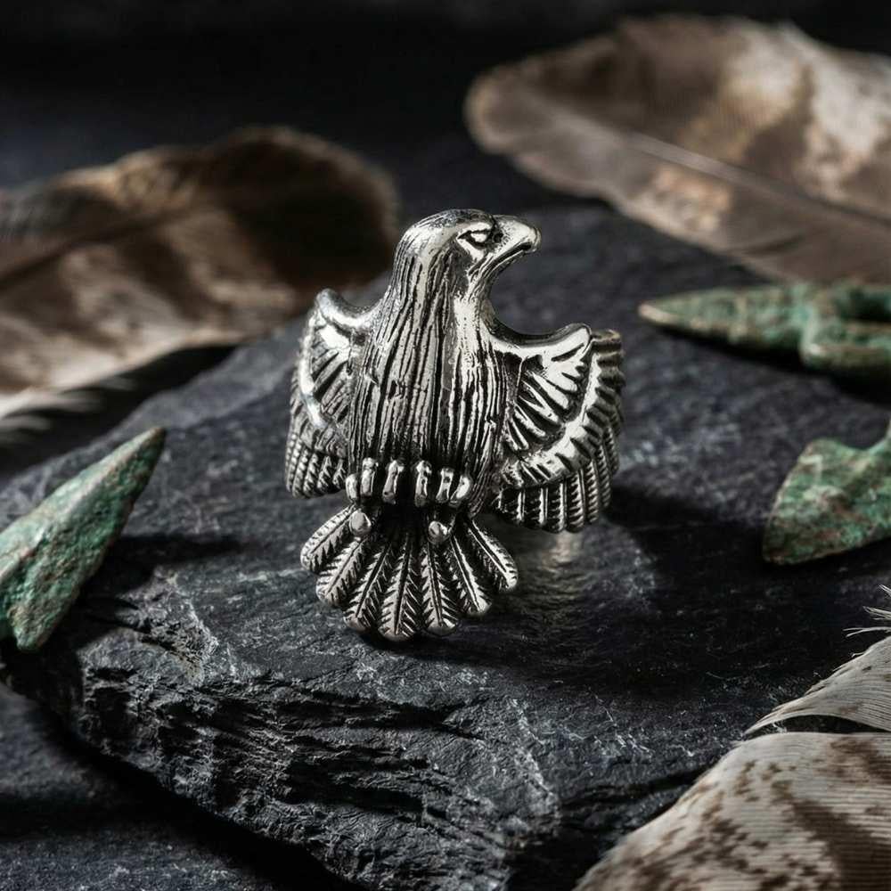 Kartal Model Altı Açık Gümüş YüzükKartal Yüzük