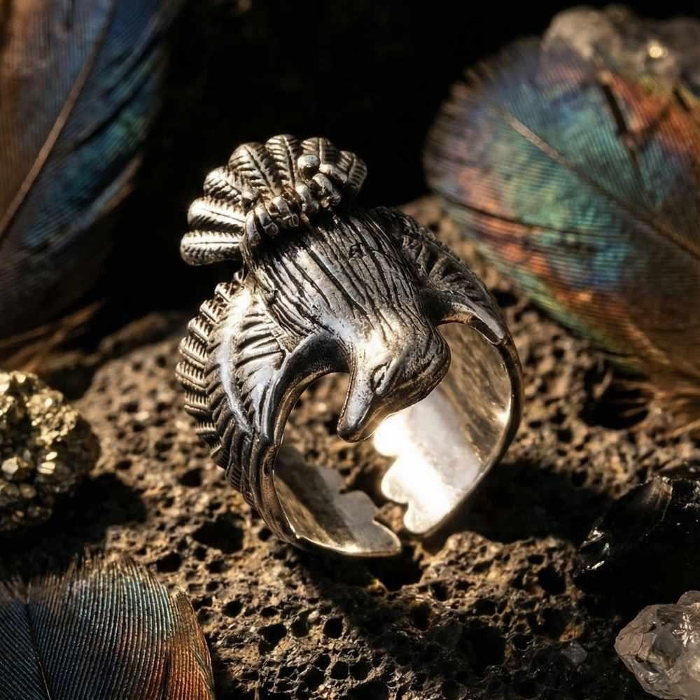 Kartal Model Altı Açık Gümüş YüzükKartal Yüzük