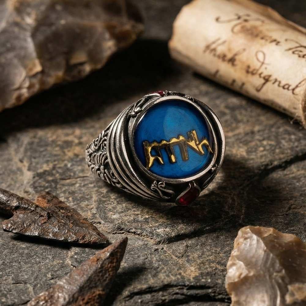 Kayı Boyu Armalı Mineli Padişah Kavuğu Modeli Gümüş Erkek YüzükKayi Ring