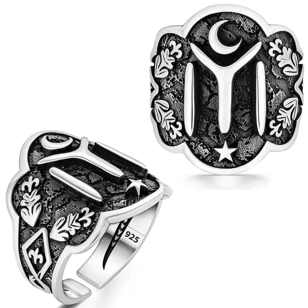 Kayi Moon Star Embroidered Silver Ring