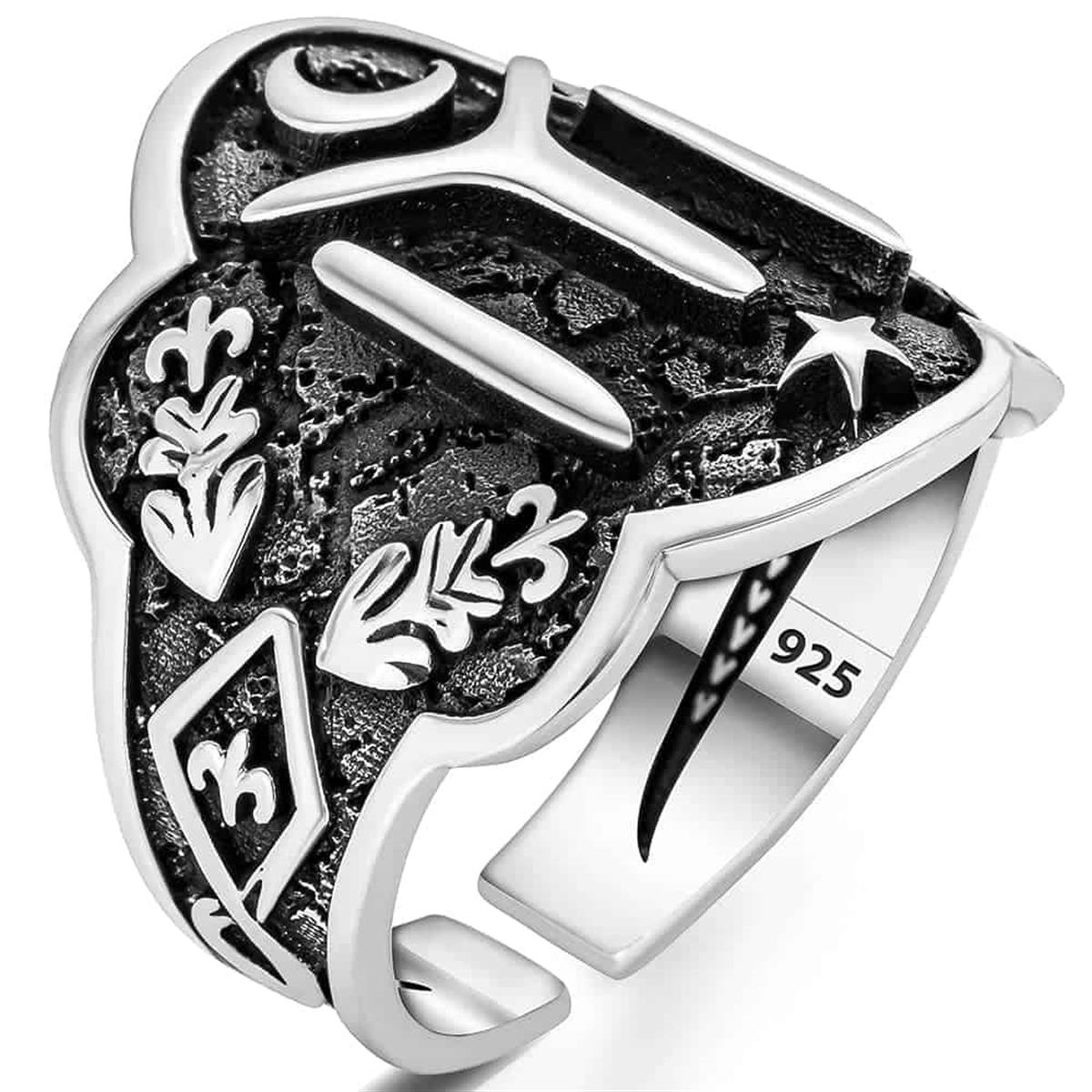 Kayi Moon Star Embroidered Silver Ring
