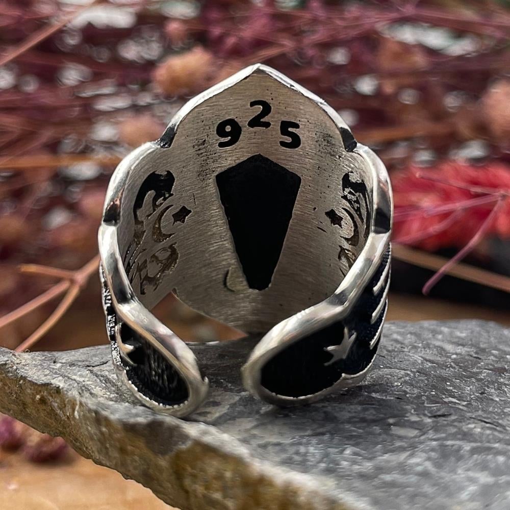 Kayı Boyu Göktürkçe Türk Yazılı Gümüş Zihgir YüzükBaşparmak & Zihgir Yüzükleri