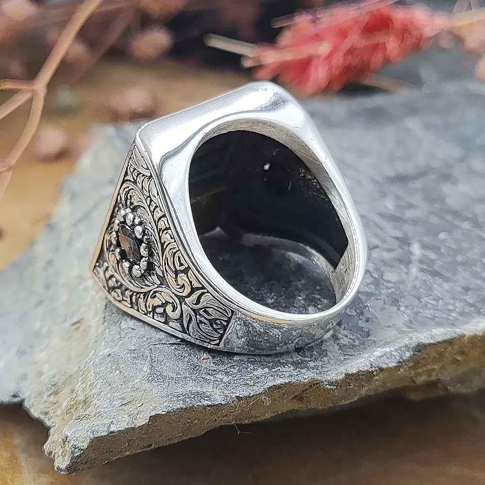 Kelime-i Tevhid Hasbiyallah İşlemeli Gümüş YüzükTawhid Ring