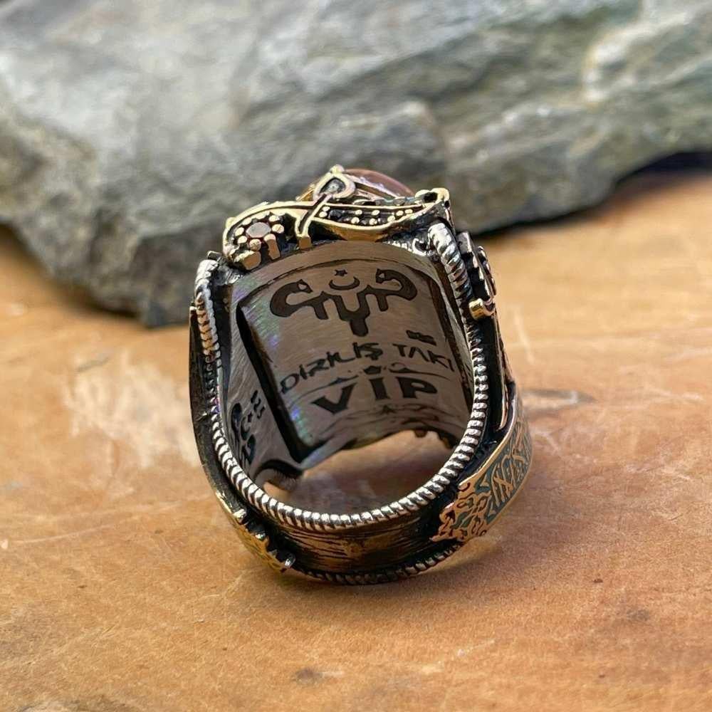 Kelime-i Tevhid İşlemeli Mührü Süleyman Gümüş YüzükSüleyman Mührü Yüzükler