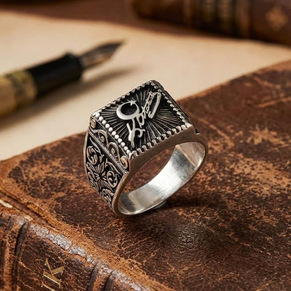 Kemal Atatürk İmzalı Ve Ay Yıldız Gümüş Erkek YüzükAtatürk Yüzükleri