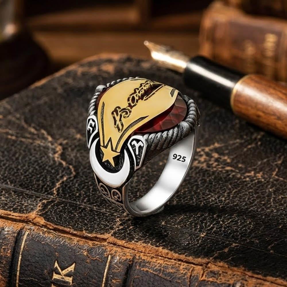 Kemal Atatürk İmzalı Zirkon Taş Gümüş Erkek YüzükAtatürk Yüzükleri