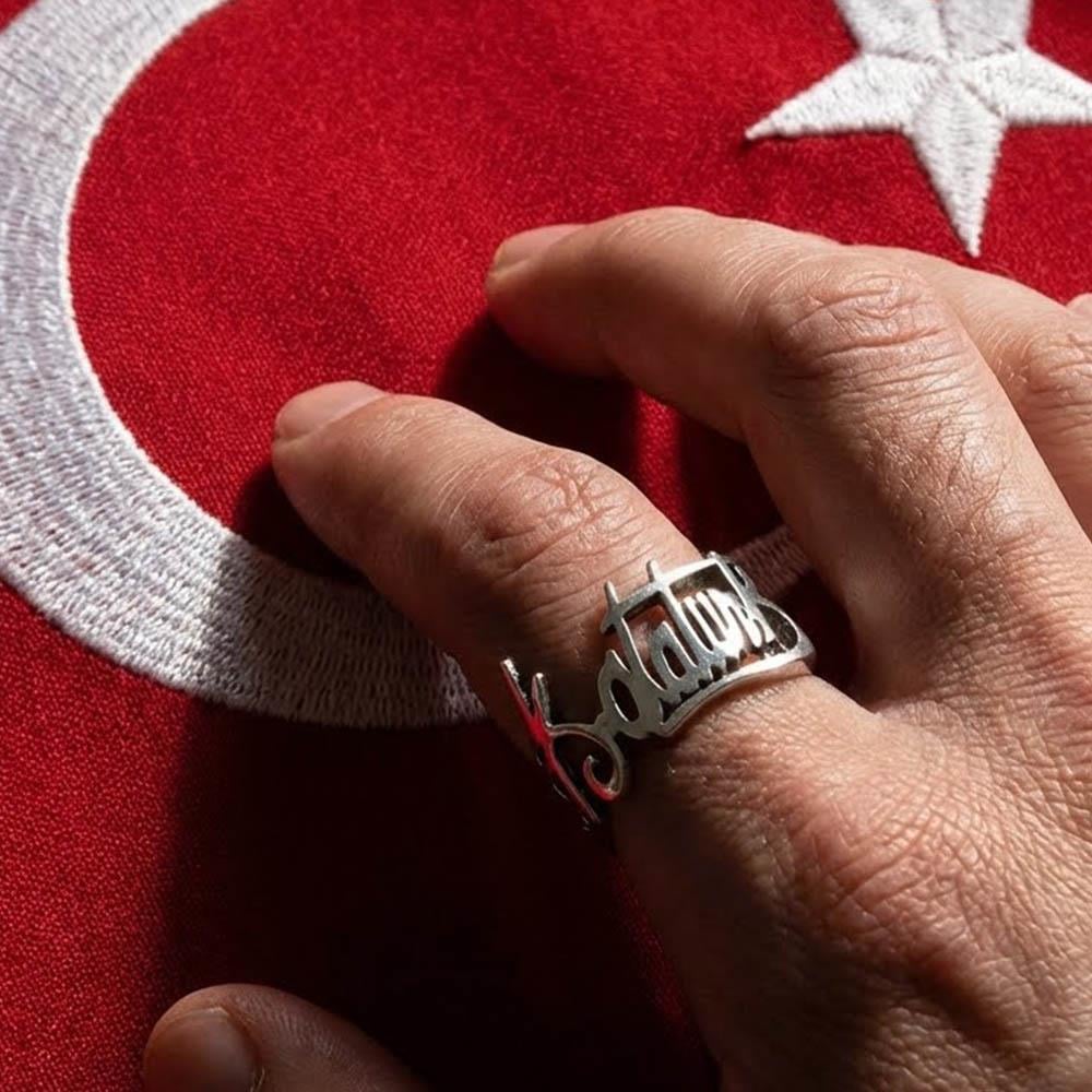 Kemal Atatürk Yazılı Gümüş Erkek YüzükAtatürk Yüzükleri