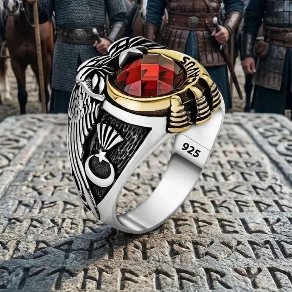 Kenar İşlemeli Uzman Çavuş Gümüş YüzükUzman Çavuş Yüzükleri