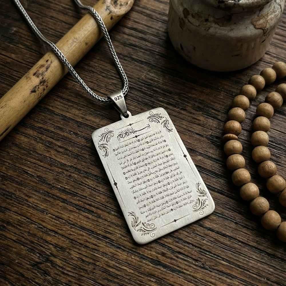 Kenzül Arş Duası Gümüş KolyeDualı Kolye