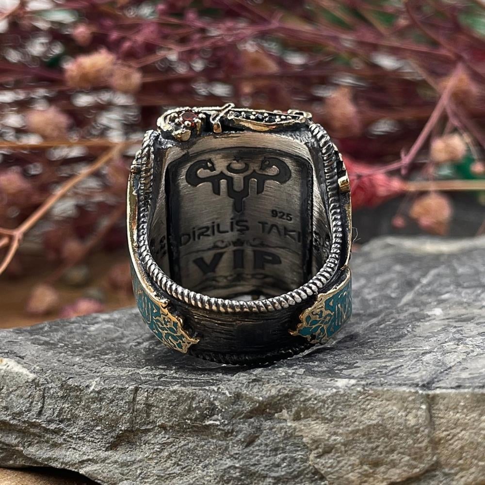 Kırmızı Taşlı Mührü Şerif Gümüş YüzükMührü Şerif Yüzük