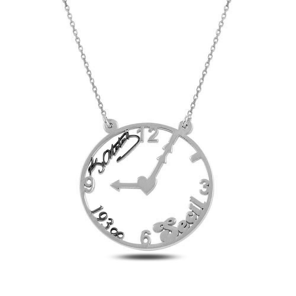 Kişiye Özel Atam Gümüş Kadın Kolye Silver