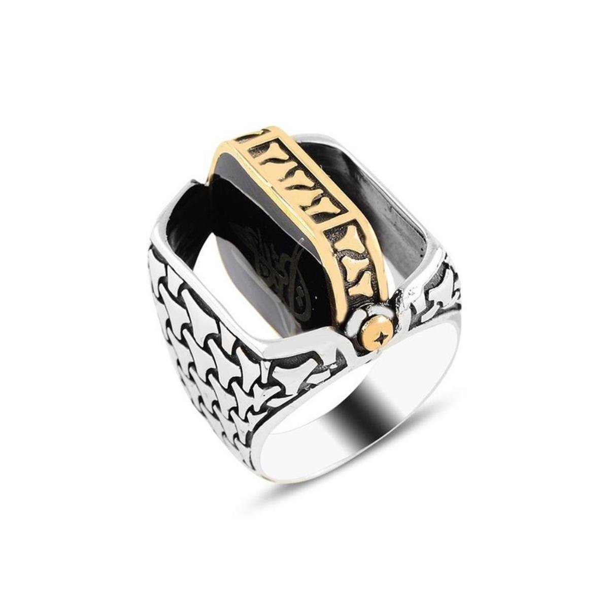 Kişiye Özel Çift Taraflı Kazıma Resimli Gümüş Yüzük