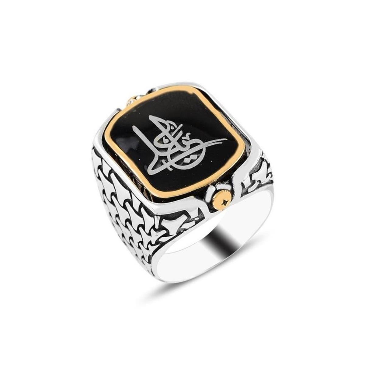 Kişiye Özel Çift Taraflı Kazıma Resimli Gümüş Yüzük