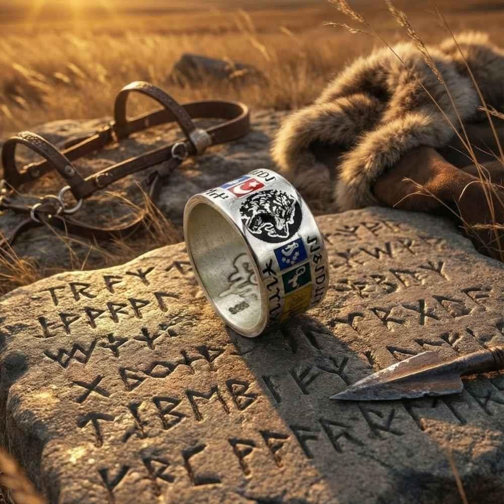Kişiye Özel Göktürkçe 16 Türk Devleti Gümüş Yüzükİsim Yazılı Yüzük