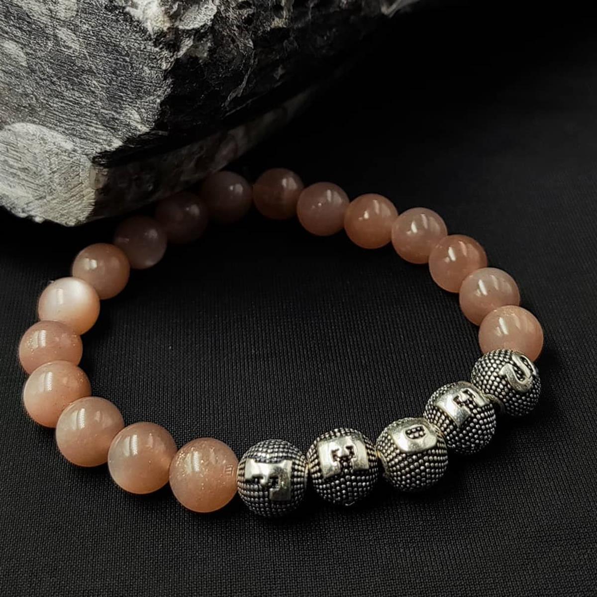 Kişiye Özel Gümüş Harfli Güneş Taşı Bileklik