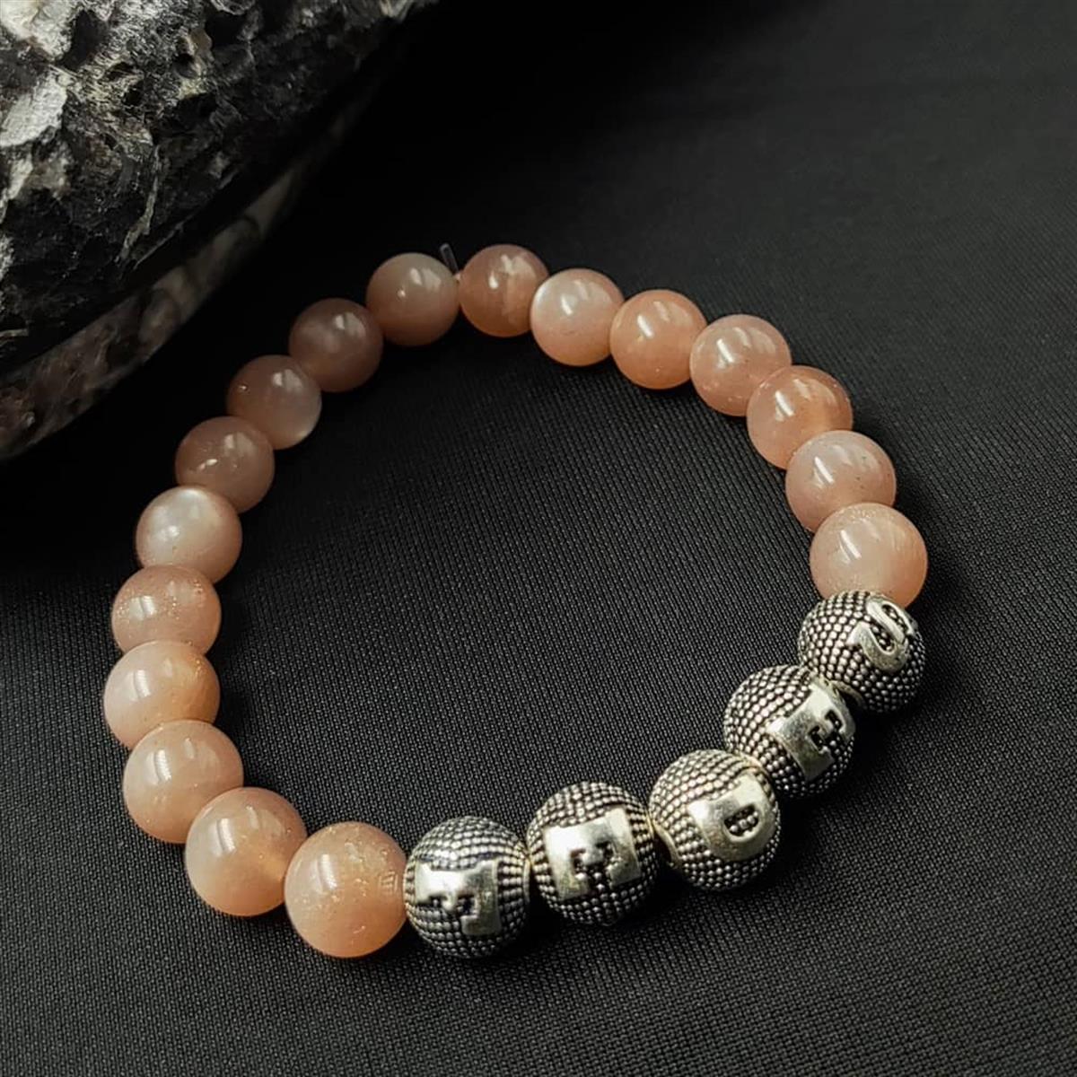 Kişiye Özel Gümüş Harfli Güneş Taşı Bileklik