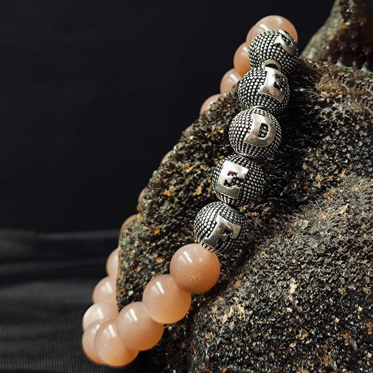 Kişiye Özel Gümüş Harfli Güneş Taşı Bileklik