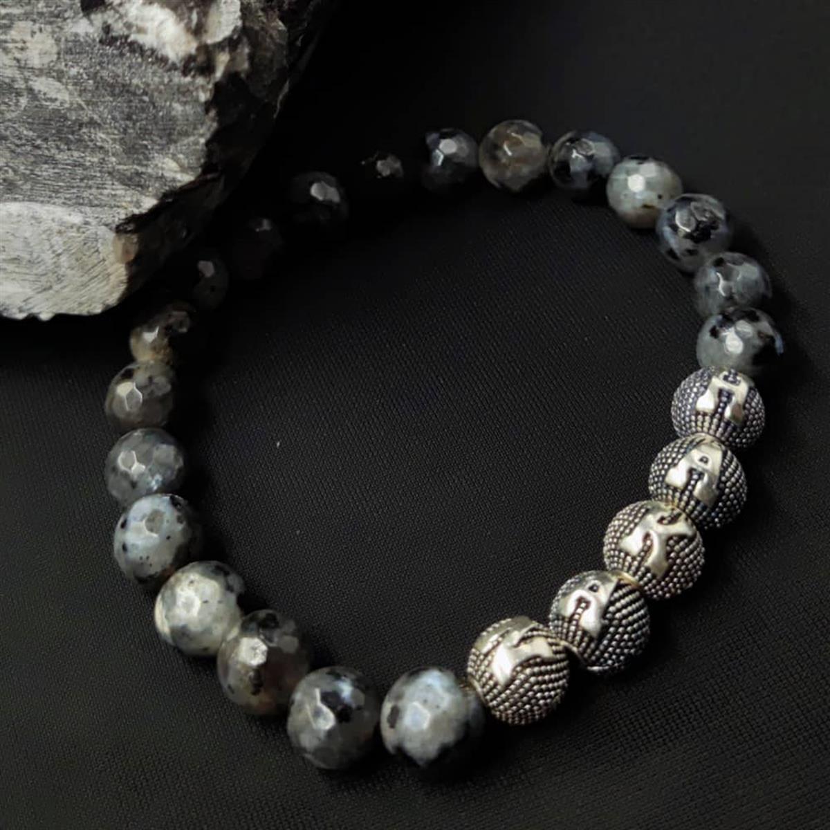 Kişiye Özel Gümüş Harfli Pektolit Taşı Bileklik