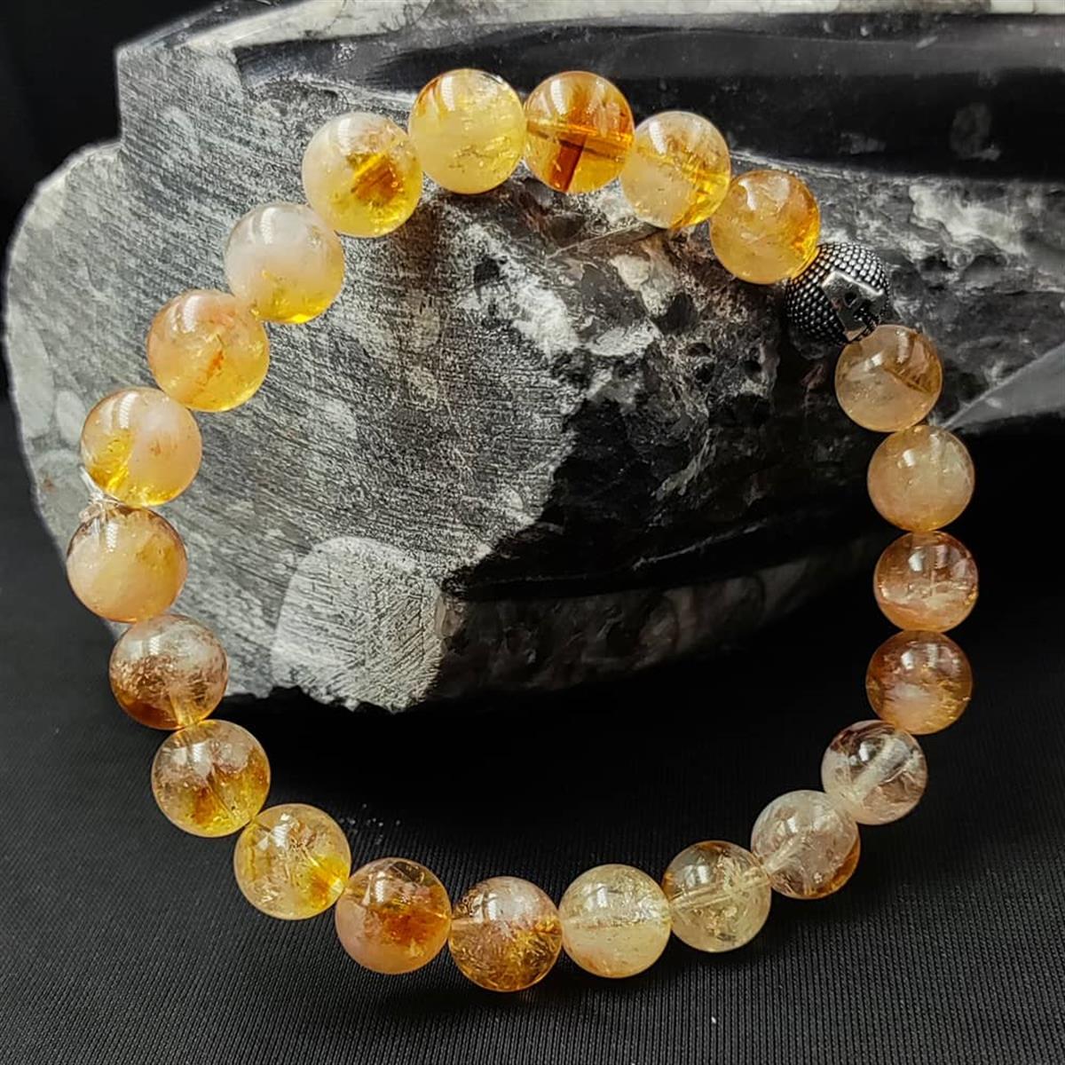 Kişiye Özel Gümüş Harfli Sitrin Taşı Bileklik