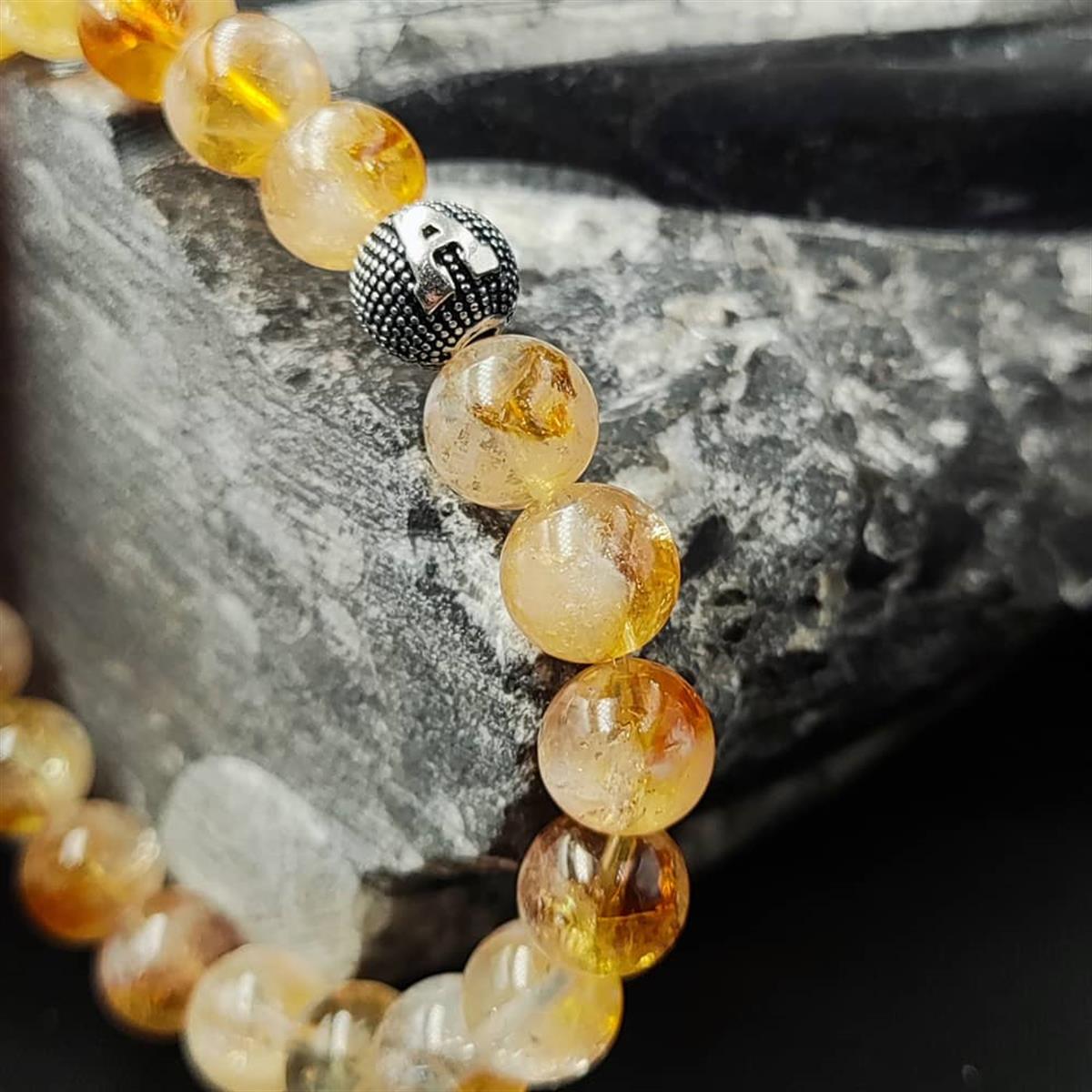 Kişiye Özel Gümüş Harfli Sitrin Taşı Bileklik