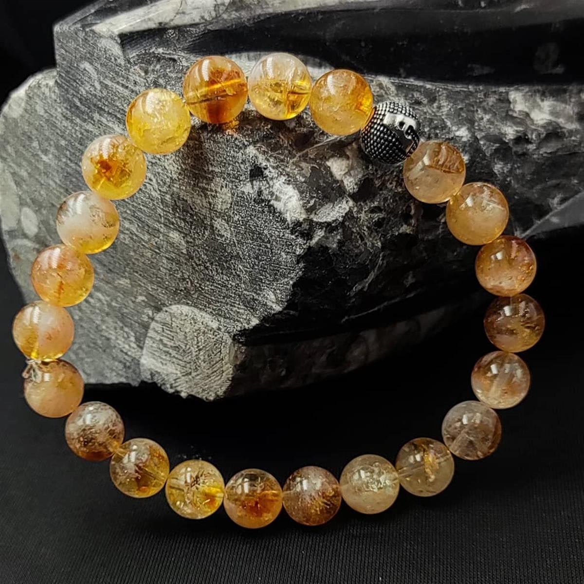 Kişiye Özel Gümüş Harfli Sitrin Taşı Bileklik