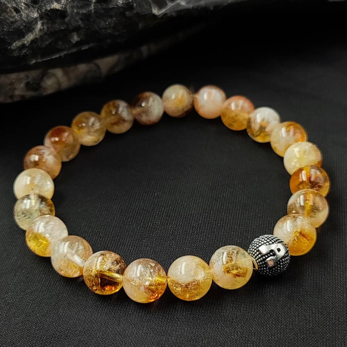 Kişiye Özel Gümüş Harfli Sitrin Taşı Bileklik