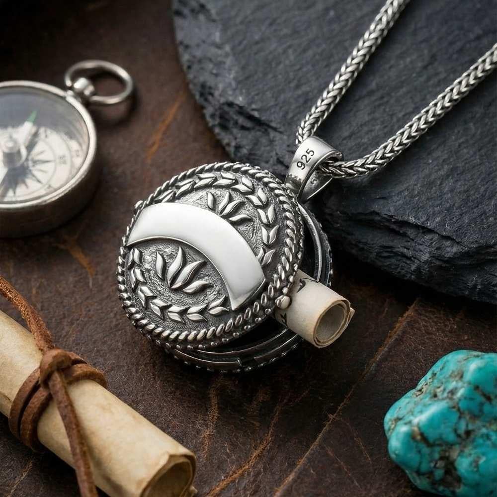 Kişiye Özel İsimli Muska Kabı Cevşen Gümüş KolyeMuskalık ve Cevşen Kolye