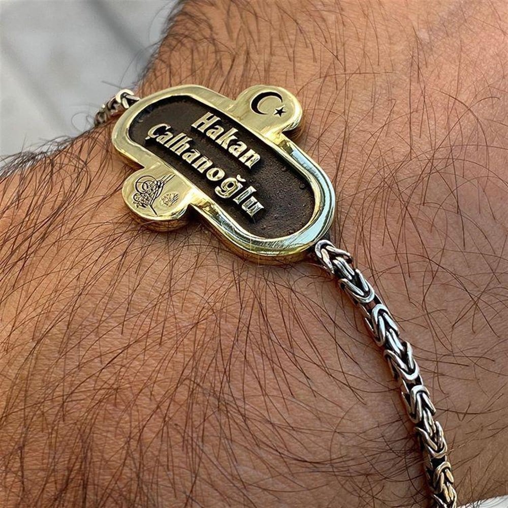 Kişiye Özel Kral Zincirli Gümüş Bileklik