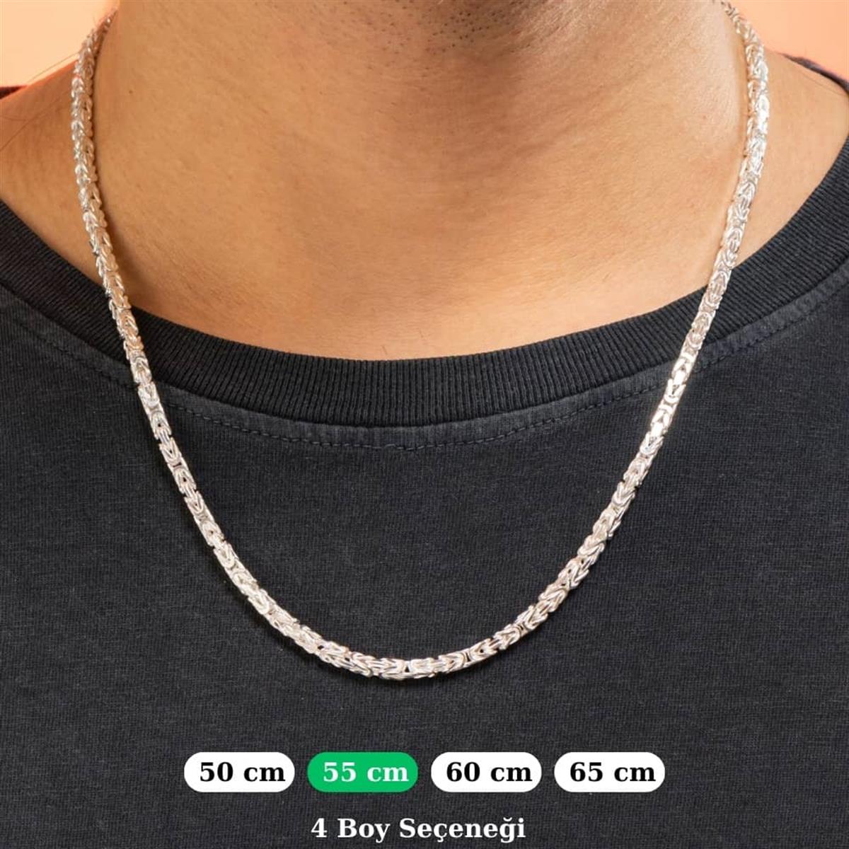 Round Unisex King Silver Chain