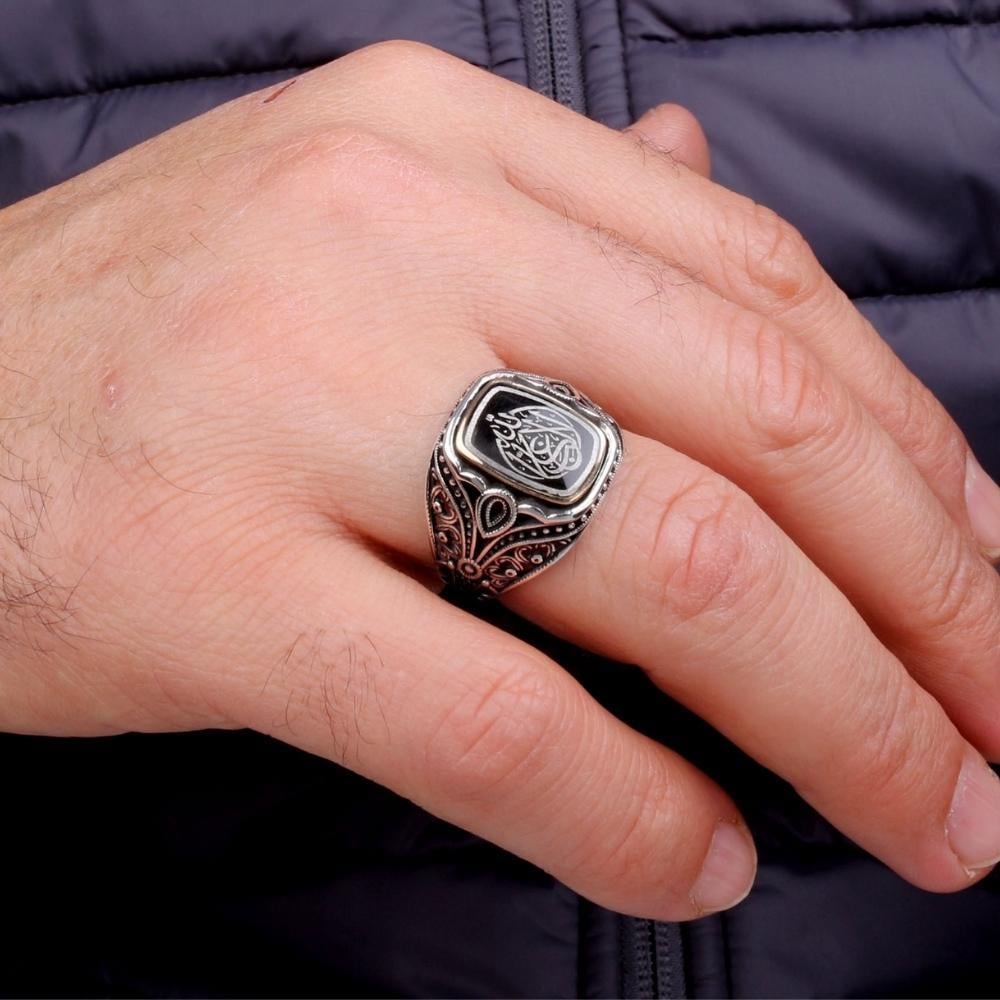 La Galibe İllallah Damla Zirkon Gümüş YüzükLa Galibe İllallah Yüzük