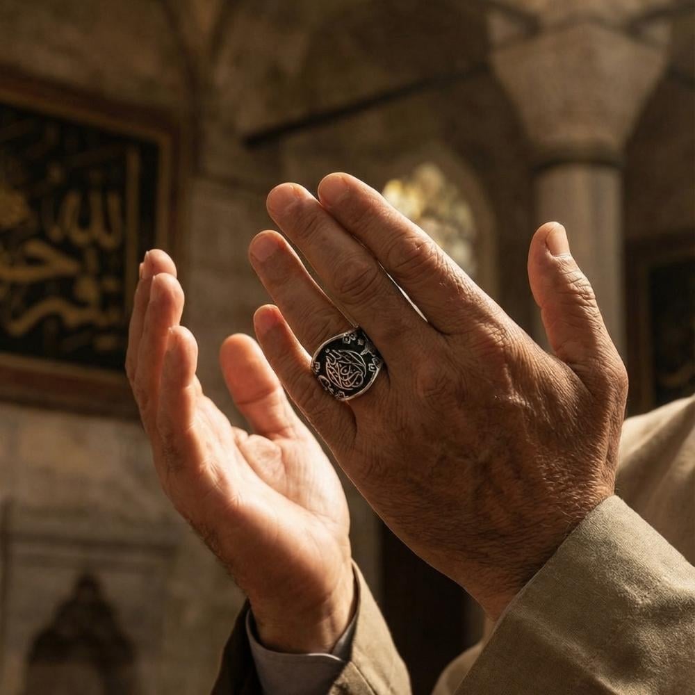 La Galibe İllallah Motifli Gümüş YüzükLa Galibe İllallah Yüzük