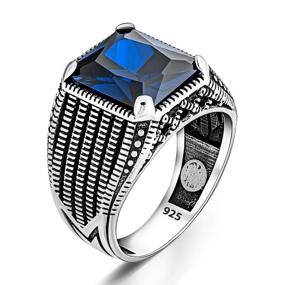 Mavi Zirkon Taşlı Sade 925 Ayar Gümüş Yüzük