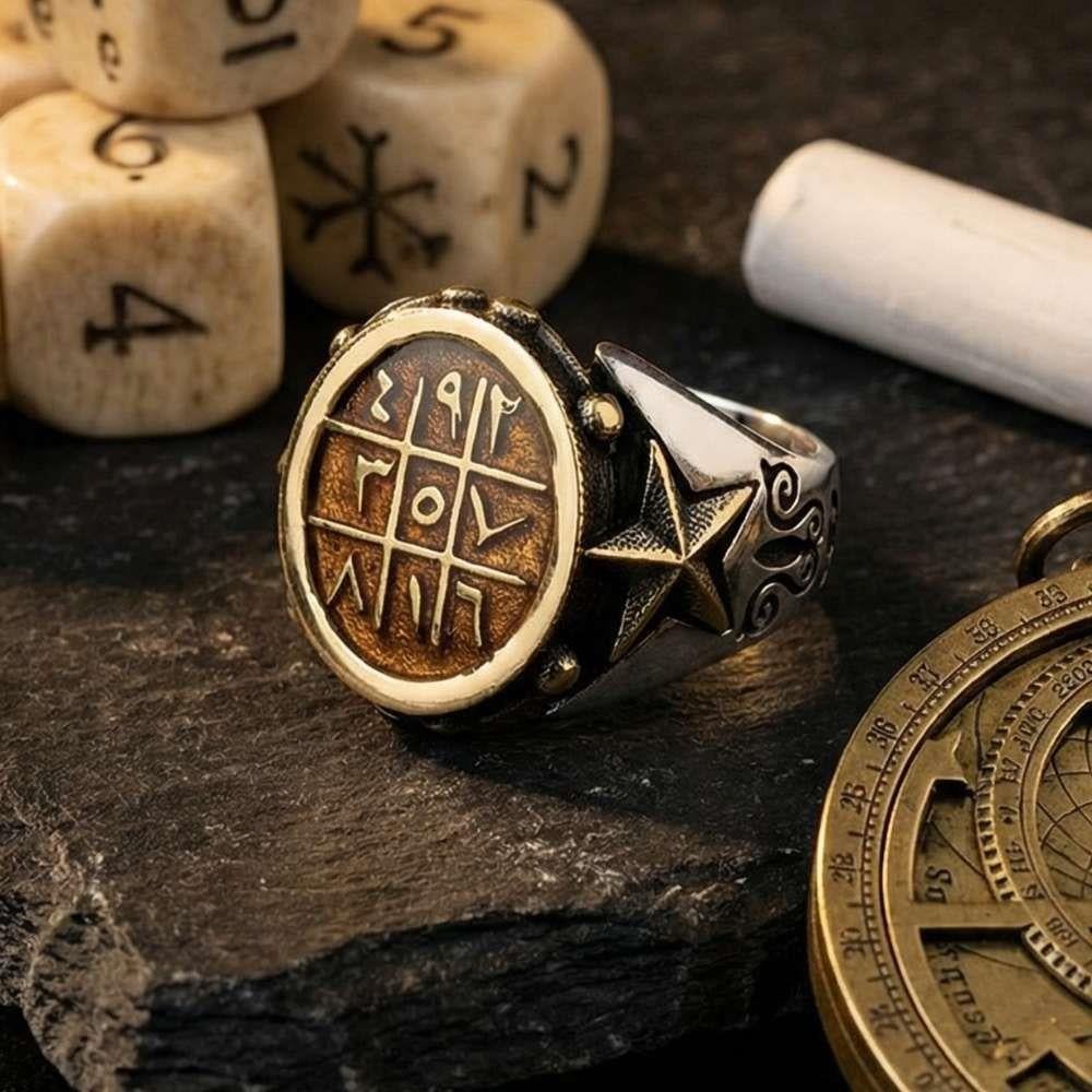 Mineli Ebced Hesaplı Gümüş Erkek YüzükEbced Hesabı Yüzük