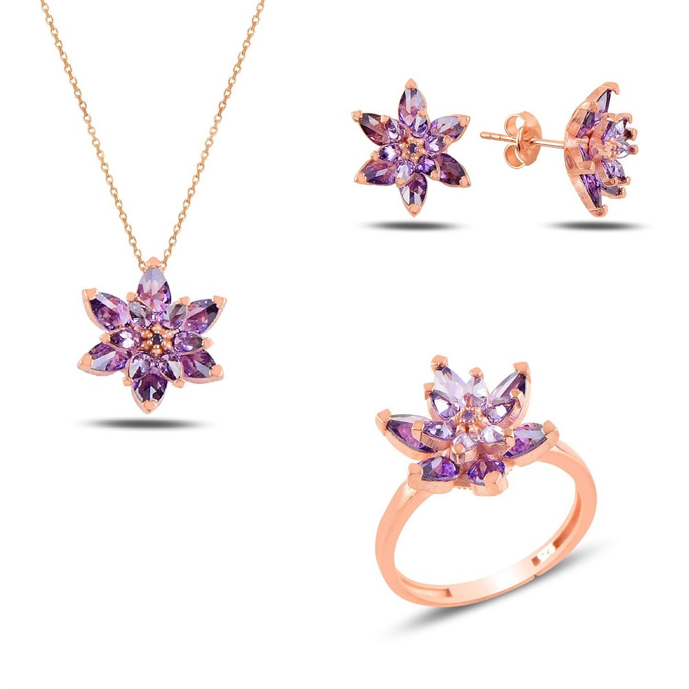 Mor Renk Lotus Model Gümüş Set