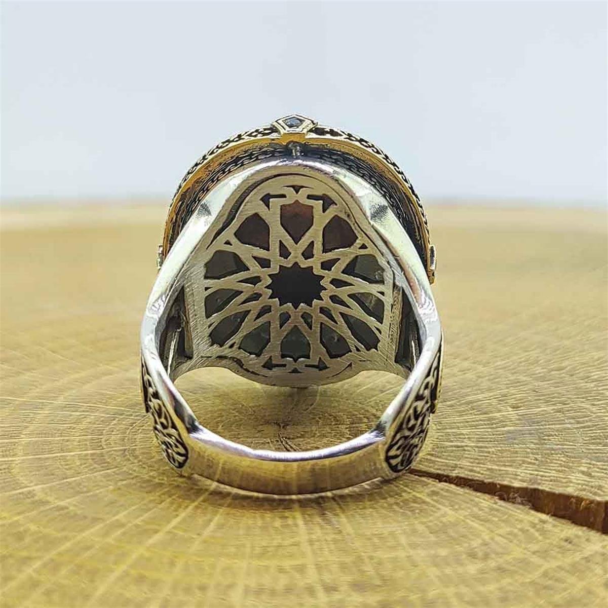 Mührü Şerif İşlemeli Erkek Gümüş Yüzük