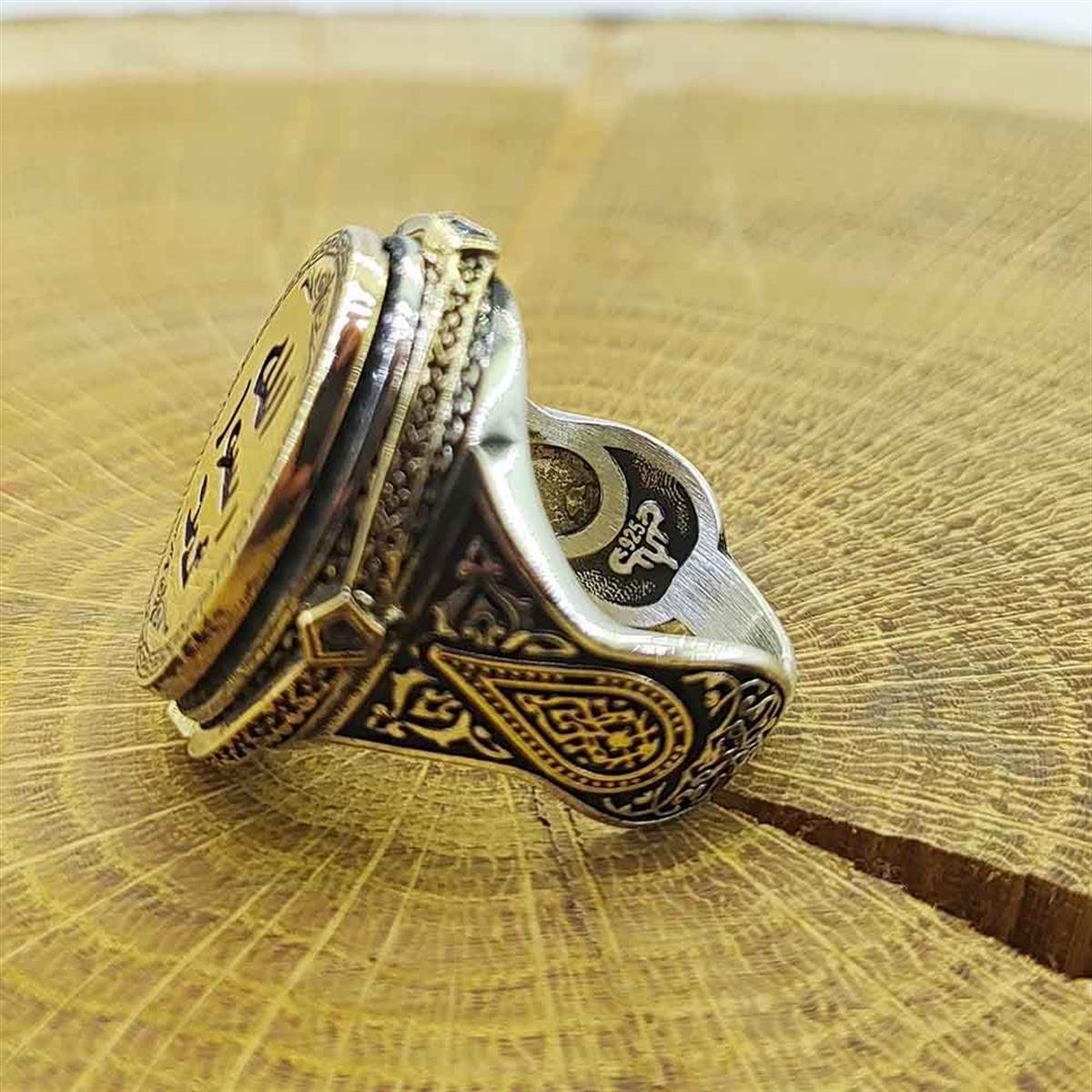 Mührü Şerif İşlemeli Erkek Gümüş Yüzük