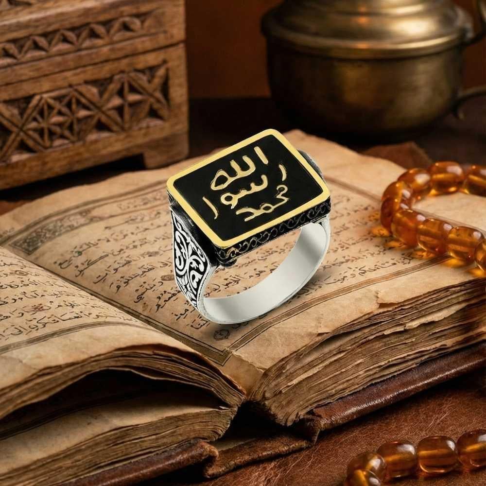 Mührü Şerif Mineli Gümüş YüzükMührü Şerif Yüzük