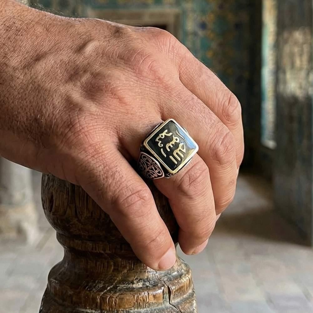 Mührü Şerif Mineli Gümüş YüzükMührü Şerif Yüzük