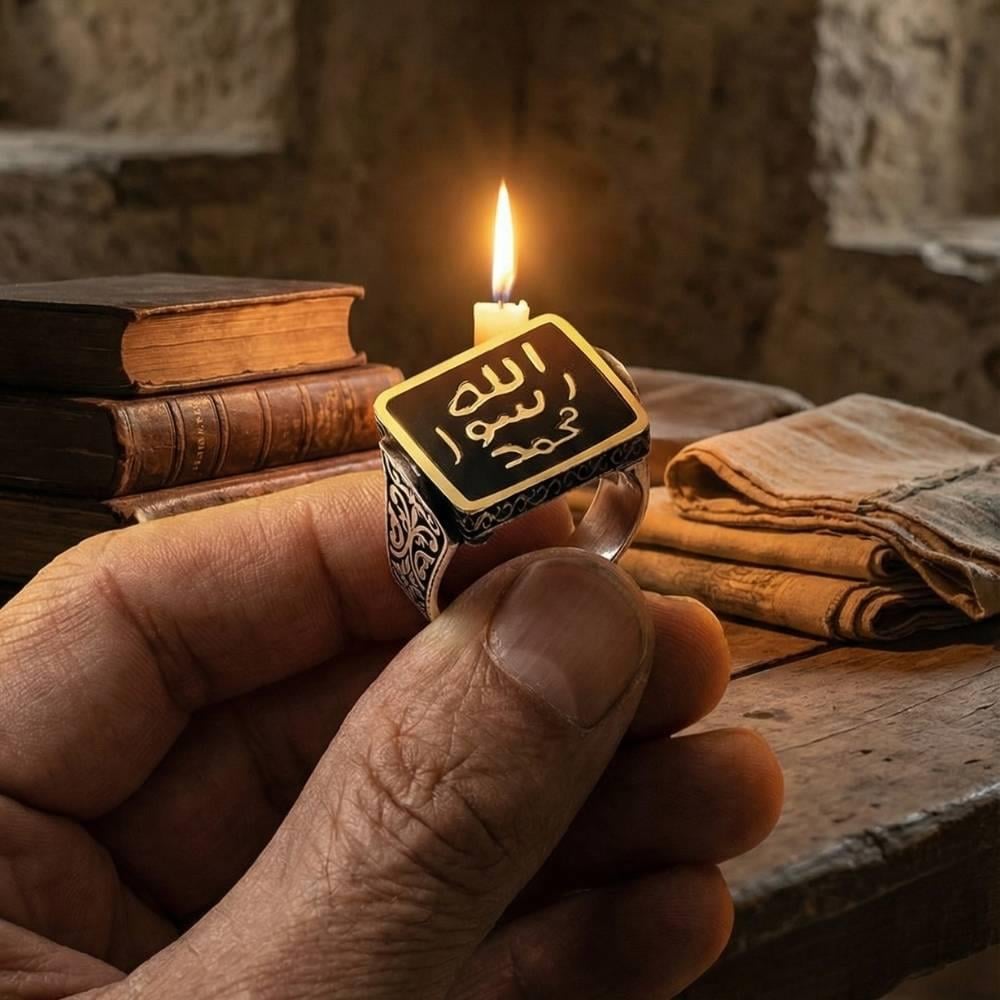 Mührü Şerif Mineli Gümüş YüzükMührü Şerif Yüzük