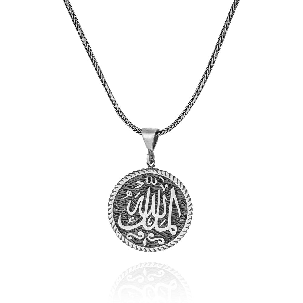 Mülkü Allah Yazılı Gümüş Kolye