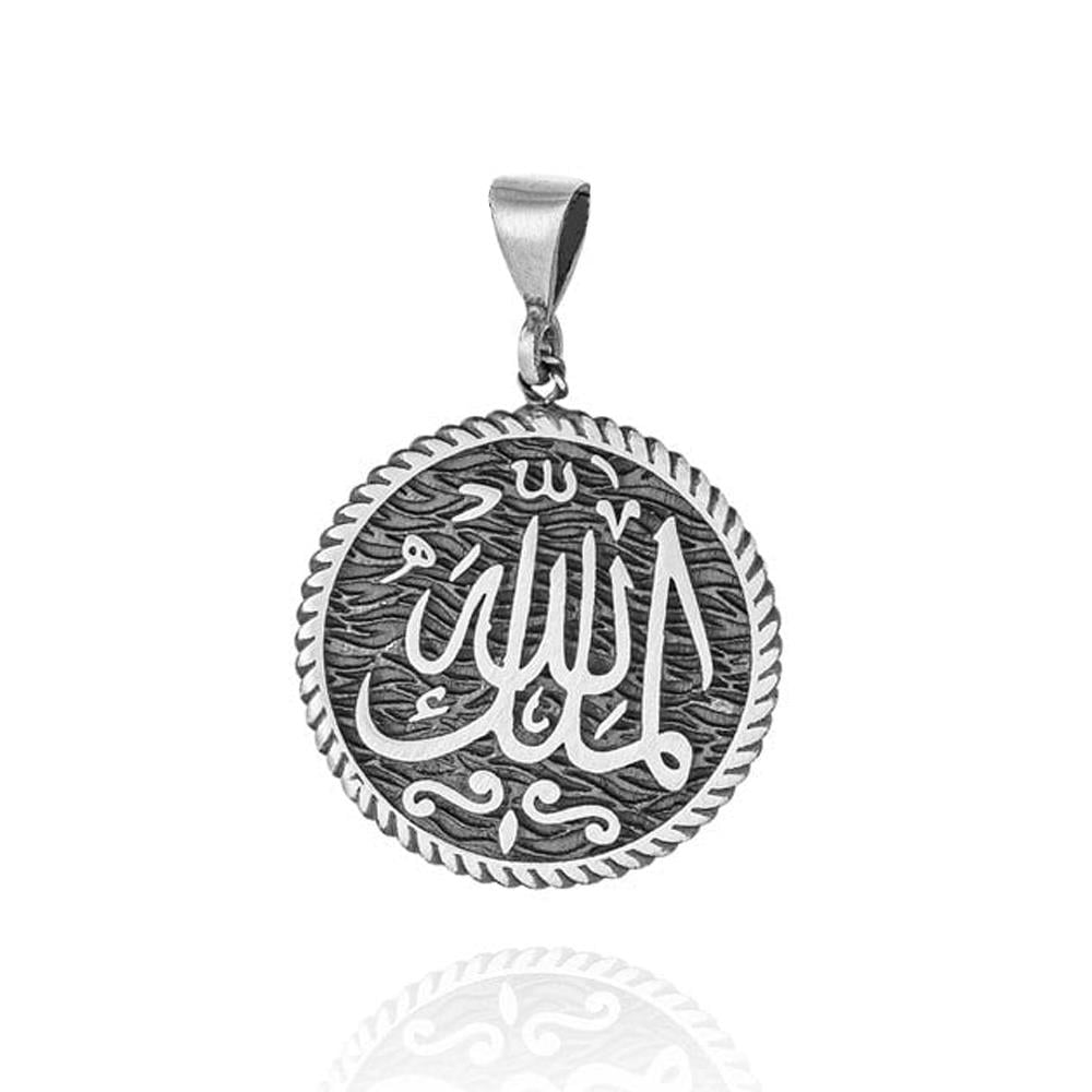 Mülkü Allah Yazılı Gümüş Kolye UcuKolye Ucu