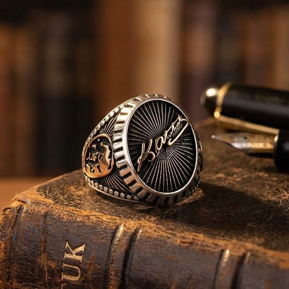 Mustafa Kemal Atatürk Modeli Gümüş Erkek YüzükAtatürk Yüzükleri