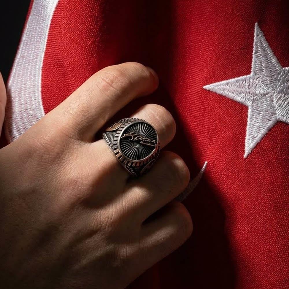 Mustafa Kemal Atatürk Modeli Gümüş Erkek YüzükAtatürk Yüzükleri