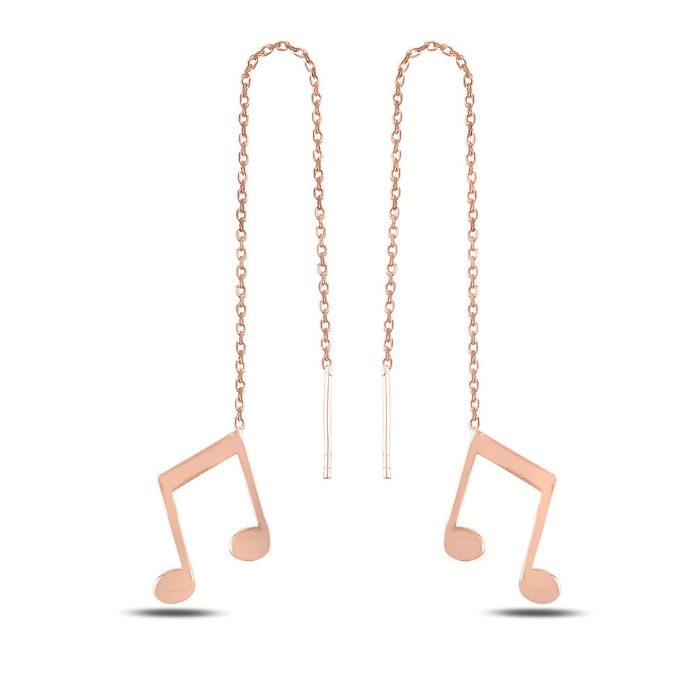 Müzik Notalı Sallantılı Gümüş Küpe Rose