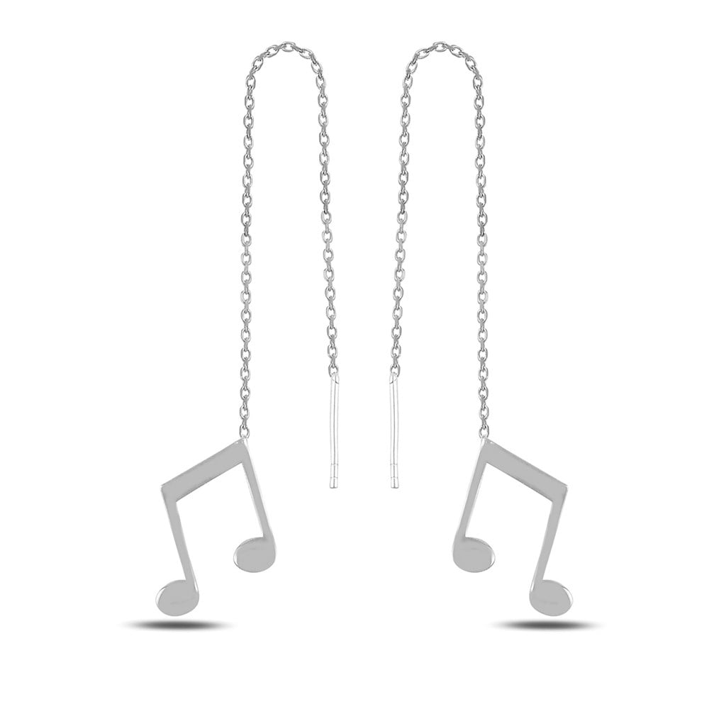 Müzik Notalı Sallantılı Gümüş Küpe Silver