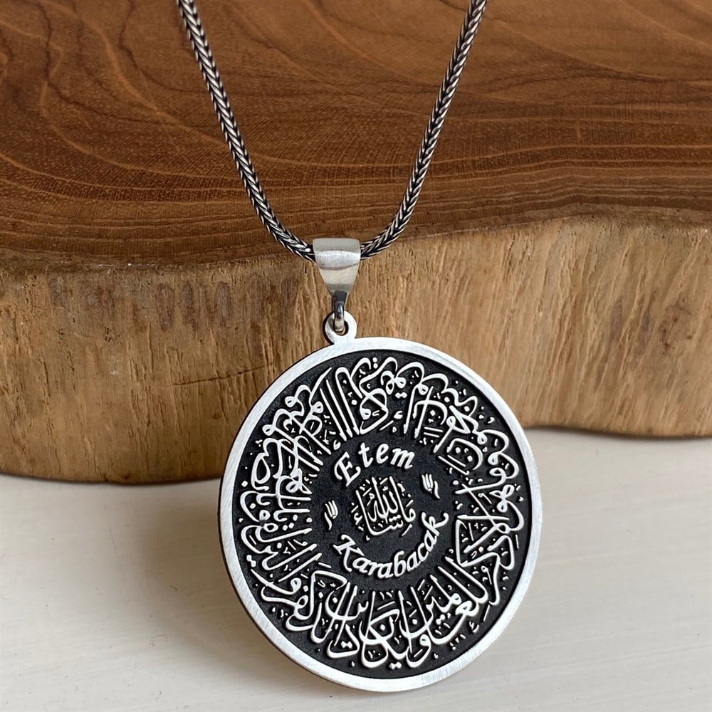 Nazar Ayetli Kişiye Özel Gümüş Kolye