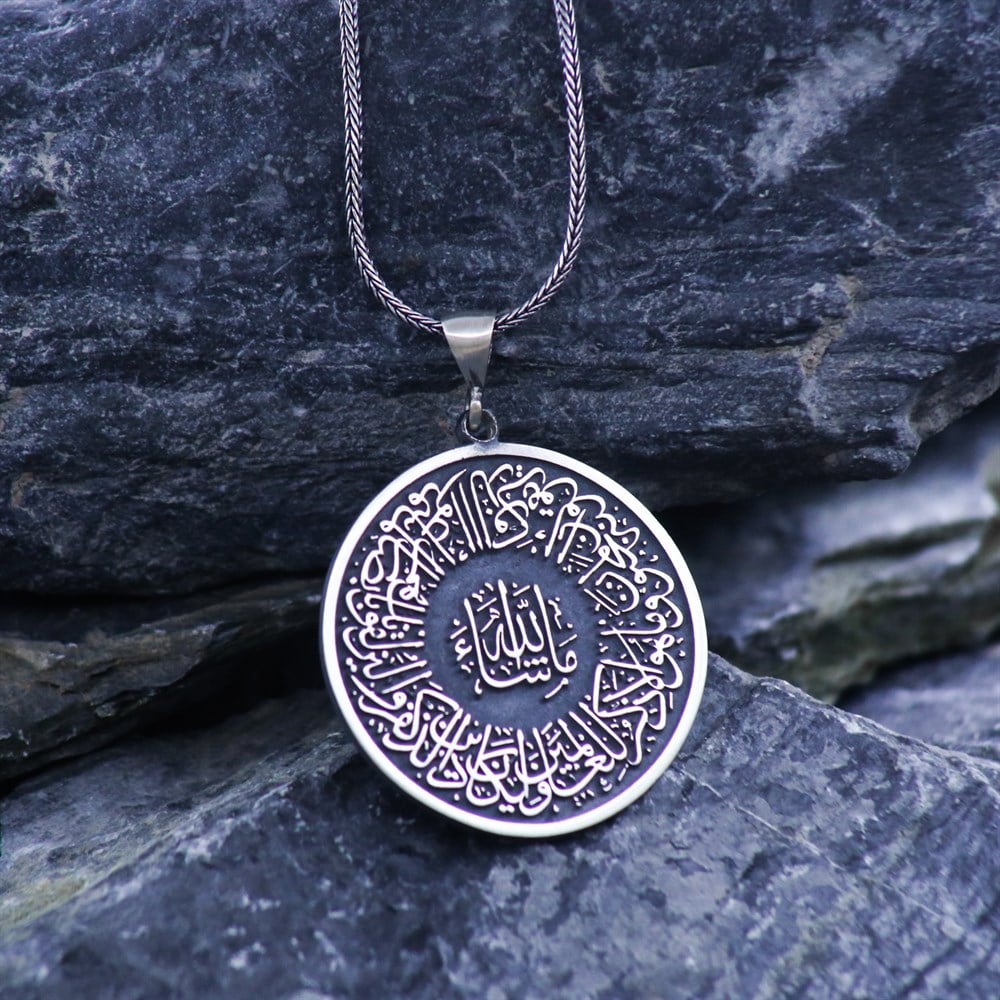 Nazar Ayetli Kişiye Özel Gümüş Kolye