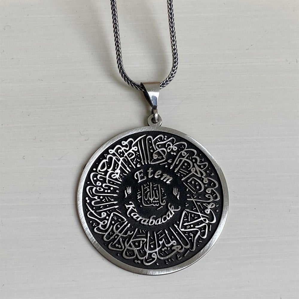 Nazar Ayetli Kişiye Özel Gümüş Kolye