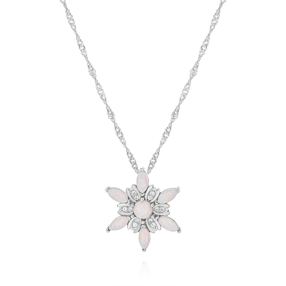 Opal Taşlı Rüzgar Çiçeği Gümüş Kolye